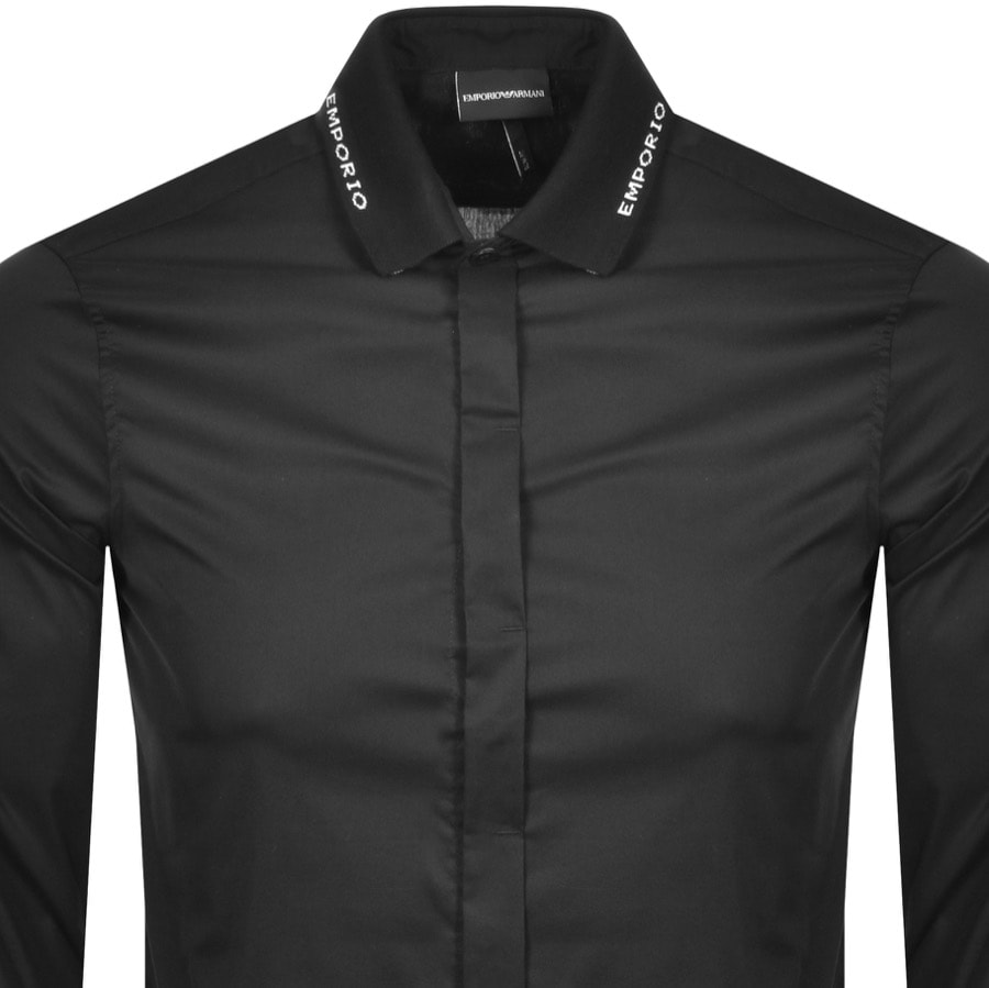 Alternative Image for ProductEmporio Armani Long Sleeved Slim Fit Shirt Black2